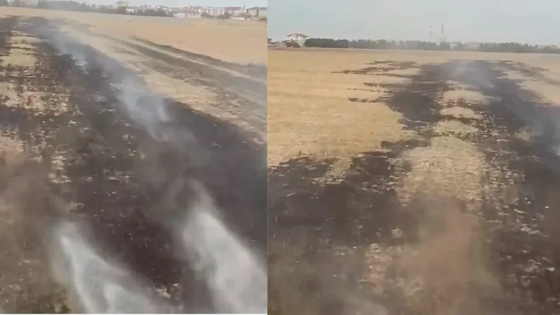 Taşkesik Küme Evleri’nde anız yangını!